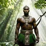 앙골라의 역사적 전투 - **A Majestic Angolan Warrior of the Kongo Kingdom:** A powerful, stoic male warrior from the 16th-ce...