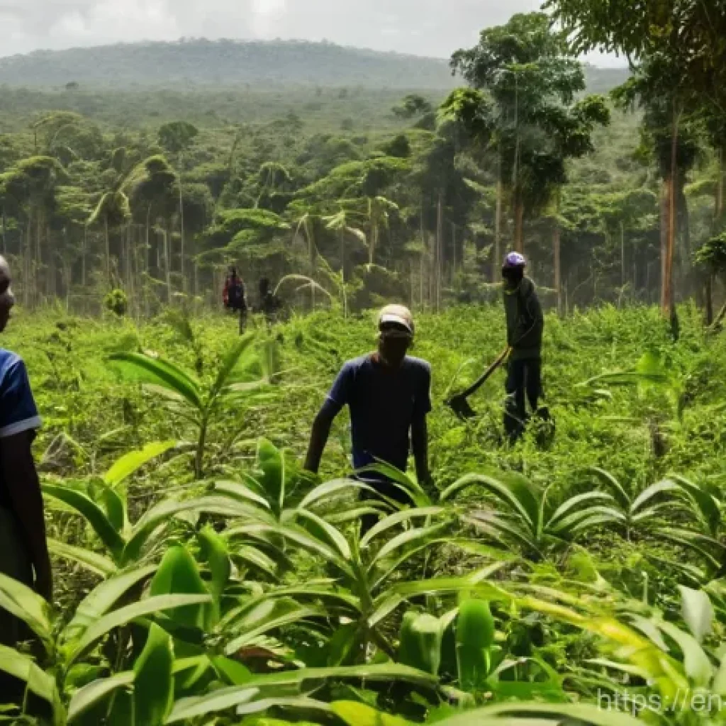 앙골라의 환경 문제와 대책 - **Prompt:** A dynamic scene in a vibrant Angolan forest, showcasing both the impact of past deforest...