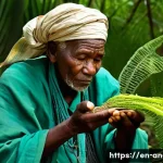 앙골라 전통 의술 - **Prompt 1: The Wise Curandeiro and Nature's Bounty**
"A portrait-style image of an elderly Ango...