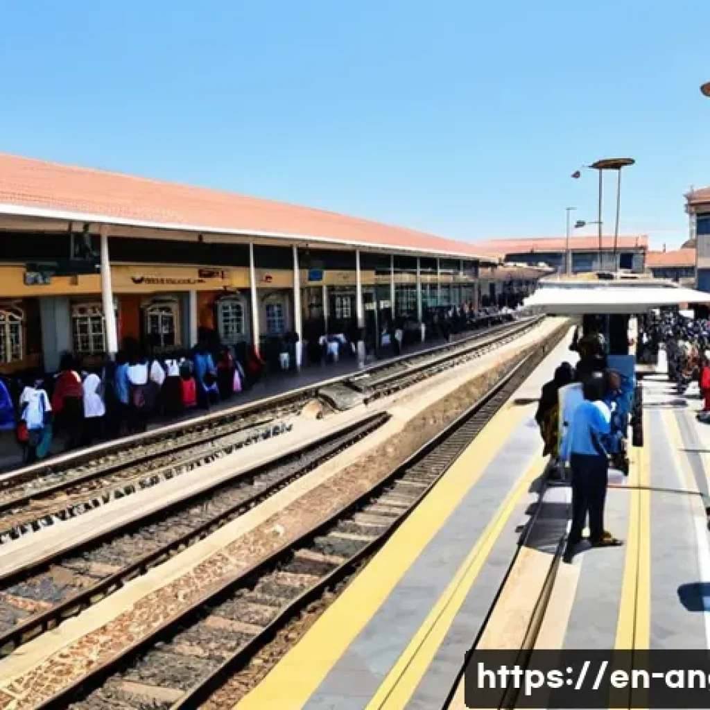 앙골라에서 기차 여행 가능 여부 - A bustling Luanda railway station scene during daytime, featuring a mix of modern and older architec...
